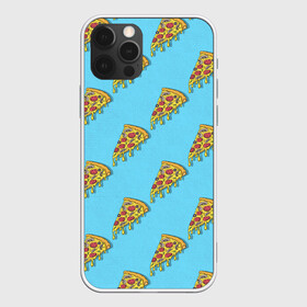 Чехол для iPhone 12 Pro Max с принтом Пицца паттерн на голубом в Курске, Силикон |  | еда | итальянская кухня | кусок пиццы | паттерн | пицца | пицца пепперони | пицца с колбасой и сыром | слайс | фаст фуд