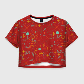 Женская футболка Crop-top 3D с принтом Mathematics Geometry Geometric в Курске, 100% полиэстер | круглая горловина, длина футболки до линии талии, рукава с отворотами | plus | геометрический узор | круги | прямоугольник | треугольник