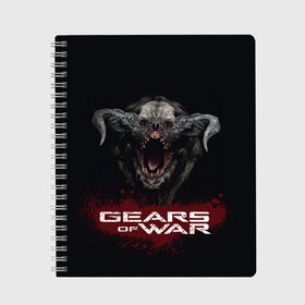 Тетрадь с принтом MONSTER | GEARS OF WAR (Z) в Курске, 100% бумага | 48 листов, плотность листов — 60 г/м2, плотность картонной обложки — 250 г/м2. Листы скреплены сбоку удобной пружинной спиралью. Уголки страниц и обложки скругленные. Цвет линий — светло-серый
 | Тематика изображения на принте: gears | gears 5 | gears of war | gears of war 5 | monster | имульсия | механизмы войны | монстер | шестерёнка | шестерёнки | шестерня