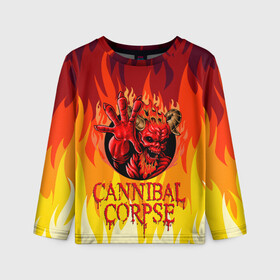 Детский лонгслив 3D с принтом Cannibal Corpse | Труп Канниба в Курске, 100% полиэстер | длинные рукава, круглый вырез горловины, полуприлегающий силуэт
 | Тематика изображения на принте: cannibal | cannibal corpse | corpse | death metal | deathgrind | алекс уэбстер | брутальный дэт метал | дэт метал | дэтграйнд | пол мазуркевич | роб барретт | труп каннибала