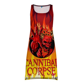 Платье-майка 3D с принтом Cannibal Corpse | Труп Канниба в Курске, 100% полиэстер | полуприлегающий силуэт, широкие бретели, круглый вырез горловины, удлиненный подол сзади. | cannibal | cannibal corpse | corpse | death metal | deathgrind | алекс уэбстер | брутальный дэт метал | дэт метал | дэтграйнд | пол мазуркевич | роб барретт | труп каннибала