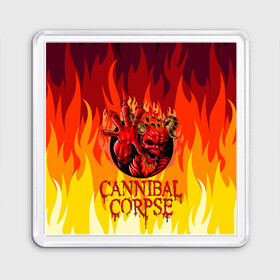 Магнит 55*55 с принтом Cannibal Corpse | Труп Канниба в Курске, Пластик | Размер: 65*65 мм; Размер печати: 55*55 мм | cannibal | cannibal corpse | corpse | death metal | deathgrind | алекс уэбстер | брутальный дэт метал | дэт метал | дэтграйнд | пол мазуркевич | роб барретт | труп каннибала