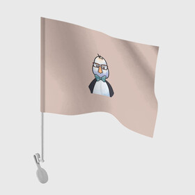 Флаг для автомобиля с принтом Умная птица  в Курске, 100% полиэстер | Размер: 30*21 см | bird | brain | scientist | голубь | мозг | очки | пингвин | птица | учёный