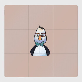 Магнитный плакат 3Х3 с принтом Умная птица  в Курске, Полимерный материал с магнитным слоем | 9 деталей размером 9*9 см | bird | brain | scientist | голубь | мозг | очки | пингвин | птица | учёный