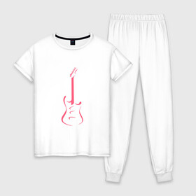 Женская пижама хлопок с принтом Акстар Гитара в Курске, 100% хлопок | брюки и футболка прямого кроя, без карманов, на брюках мягкая резинка на поясе и по низу штанин | гитара | класика | минимализм | музыка | поп арт | струны.