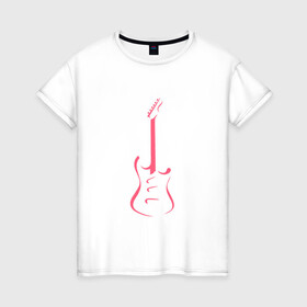 Женская футболка хлопок с принтом Акстар Гитара в Курске, 100% хлопок | прямой крой, круглый вырез горловины, длина до линии бедер, слегка спущенное плечо | гитара | класика | минимализм | музыка | поп арт | струны.