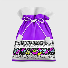 Подарочный 3D мешок с принтом Яркий фиолетовый цветочный  в Курске, 100% полиэстер | Размер: 29*39 см | детский | женский | кайма | лето | разноцветные ромашки | ромашки | фиолетовый | фиолетовый и желтый | цветочный узор | цветы