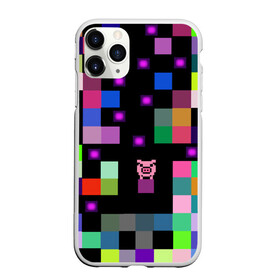 Чехол для iPhone 11 Pro Max матовый с принтом Arcade Pig в Курске, Силикон |  | аркада | аркадная игра | мозайка из пикселей | разноцветные квадраты | свинка | свинья на кубе | цифровые кубики
