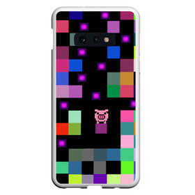 Чехол для Samsung S10E с принтом Arcade Pig в Курске, Силикон | Область печати: задняя сторона чехла, без боковых панелей | Тематика изображения на принте: аркада | аркадная игра | мозайка из пикселей | разноцветные квадраты | свинка | свинья на кубе | цифровые кубики