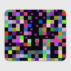 Коврик для мышки прямоугольный с принтом Arcade Pig в Курске, натуральный каучук | размер 230 х 185 мм; запечатка лицевой стороны | аркада | аркадная игра | мозайка из пикселей | разноцветные квадраты | свинка | свинья на кубе | цифровые кубики