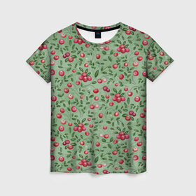 Женская футболка 3D с принтом Клюква на болоте в Курске, 100% полиэфир ( синтетическое хлопкоподобное полотно) | прямой крой, круглый вырез горловины, длина до линии бедер | бесшовный паттерн | болото | ботанический | в подарок | для детей | клюква | красный с зеленым | лес | осень | природа | цветной | ягоды | яркий