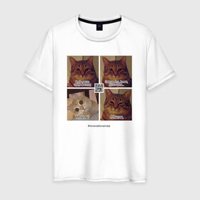 Мужская футболка хлопок с принтом Котики фантаста в Курске, 100% хлопок | прямой крой, круглый вырез горловины, длина до линии бедер, слегка спущенное плечо. | Тематика изображения на принте: cats | humour | joke | meme | sarcasm | writers | коты | мем | писатели | сарказм | юмор
