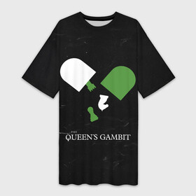 Платье-футболка 3D с принтом Qweens gambit в Курске,  |  | chess | serial | the queens gambit | аня тейлор джой | сериал | сериалы | ход королевы | шахматы | элизабет хармон