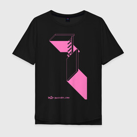 Мужская футболка хлопок Oversize с принтом architecton_one_pink в Курске, 100% хлопок | свободный крой, круглый ворот, “спинка” длиннее передней части | Тематика изображения на принте: архитектон | архитектура | геометрия | конструкция | тени