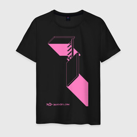 Мужская футболка хлопок с принтом architecton_one_pink в Курске, 100% хлопок | прямой крой, круглый вырез горловины, длина до линии бедер, слегка спущенное плечо. | архитектон | архитектура | геометрия | конструкция | тени