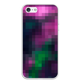 Чехол для iPhone 5/5S матовый с принтом Разноцветный геометрический уз в Курске, Силикон | Область печати: задняя сторона чехла, без боковых панелей | абстрактный | геометрический | зеленый | квадраты | клетка | клетчатый узор | молодежный | сиреневый | фиолетовый