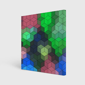 Холст квадратный с принтом Разноцветный геометрический уз в Курске, 100% ПВХ |  | абстрактный | зеленый | молодежный | разноцветный узор | ромбы | синий | текстура