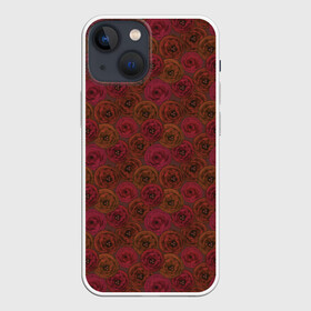 Чехол для iPhone 13 mini с принтом Цветочный коричневый ретро в Курске,  |  | Тематика изображения на принте: абстрактный | в горошек | коричневый | модный | ретро | цветочный узор | цветы