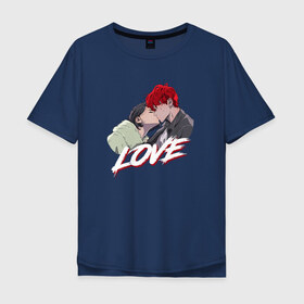 Мужская футболка хлопок Oversize с принтом Mia Kim x Vinny Hong Love в Курске, 100% хлопок | свободный крой, круглый ворот, “спинка” длиннее передней части | anime | manhwa | mia kim | vinny hong | windbreaker | аниме | ветролом | манга | манхва
