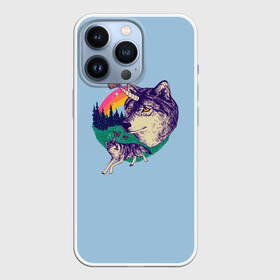 Чехол для iPhone 13 Pro с принтом Волк единорог в Курске,  |  | unicorn | бабочка | волки | деревья | детская | единорог | лес | радуга