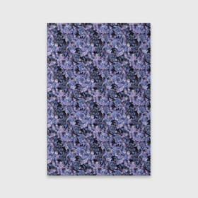 Обложка для паспорта матовая кожа с принтом Сине-фиолетовый цветочный узор в Курске, натуральная матовая кожа | размер 19,3 х 13,7 см; прозрачные пластиковые крепления | однотонный | ретро | синие цветы | темный узор | цветочный узор | цветы