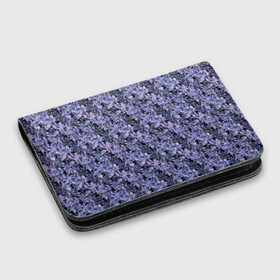 Картхолдер с принтом с принтом Сине-фиолетовый цветочный узор в Курске, натуральная матовая кожа | размер 7,3 х 10 см; кардхолдер имеет 4 кармана для карт; | однотонный | ретро | синие цветы | темный узор | цветочный узор | цветы