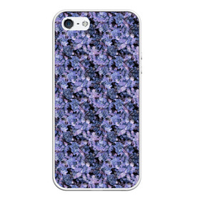 Чехол для iPhone 5/5S матовый с принтом Сине-фиолетовый цветочный узор в Курске, Силикон | Область печати: задняя сторона чехла, без боковых панелей | однотонный | ретро | синие цветы | темный узор | цветочный узор | цветы
