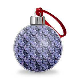 Ёлочный шар с принтом Сине-фиолетовый цветочный узор в Курске, Пластик | Диаметр: 77 мм | однотонный | ретро | синие цветы | темный узор | цветочный узор | цветы