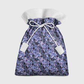 Подарочный 3D мешок с принтом Сине-фиолетовый цветочный узор в Курске, 100% полиэстер | Размер: 29*39 см | однотонный | ретро | синие цветы | темный узор | цветочный узор | цветы