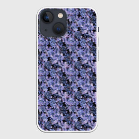 Чехол для iPhone 13 mini с принтом Сине фиолетовый цветочный узор в Курске,  |  | однотонный | ретро | синие цветы | темный узор | цветочный узор | цветы