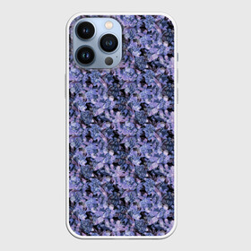 Чехол для iPhone 13 Pro Max с принтом Сине фиолетовый цветочный узор в Курске,  |  | однотонный | ретро | синие цветы | темный узор | цветочный узор | цветы