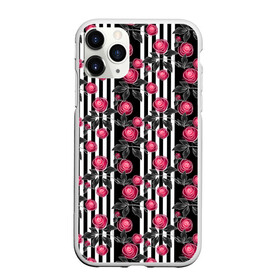 Чехол для iPhone 11 Pro матовый с принтом акварельные розы на полосатом  в Курске, Силикон |  | акварельные розы | акварельный | красный | красный и черный | полосатый | полосатый черный | полосы | розы | черный