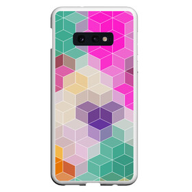 Чехол для Samsung S10E с принтом Абстрактный разноцветный узор  в Курске, Силикон | Область печати: задняя сторона чехла, без боковых панелей | абстрактный | бирюзовый | бордовый | геометрические фигуры | модный | розовый | ромбы | современный