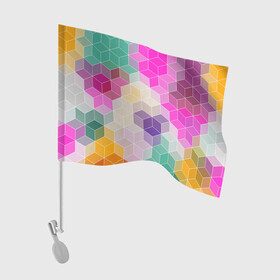 Флаг для автомобиля с принтом Абстрактный разноцветный узор  в Курске, 100% полиэстер | Размер: 30*21 см | абстрактный | бирюзовый | бордовый | геометрические фигуры | модный | розовый | ромбы | современный