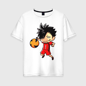 Женская футболка хлопок Oversize с принтом КУРОО ТЕЦУРО / TETSURO в Курске, 100% хлопок | свободный крой, круглый ворот, спущенный рукав, длина до линии бедер
 | anime | haikyu | kuroo tetsuro | manga | nekoma. | аниме | волейбол | герой | куроо тецуро | манга | некома | персонаж