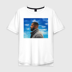 Мужская футболка хлопок Oversize с принтом Drake в Курске, 100% хлопок | свободный крой, круглый ворот, “спинка” длиннее передней части | Тематика изображения на принте: certified lover  boy | drake | небо | облака | сердечко