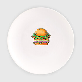 Тарелка с принтом Даблмак в Курске, фарфор | диаметр - 210 мм
диаметр для нанесения принта - 120 мм | Тематика изображения на принте: бургер | вредная еда | гамбургер | иллюстрация | макдак | чизбургер