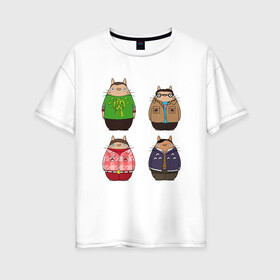 Женская футболка хлопок Oversize с принтом Big Bang Totoro в Курске, 100% хлопок | свободный крой, круглый ворот, спущенный рукав, длина до линии бедер
 | big bang theory | ghibli | japan | nature | neigbor | neighbour | totoro | анимация | аниме | гибли | друг | животные | лес | милый | миядзаки | мой сосед тоторо | мульт | мультфильм | природа | сосед | теория большого взрыва | тоторо
