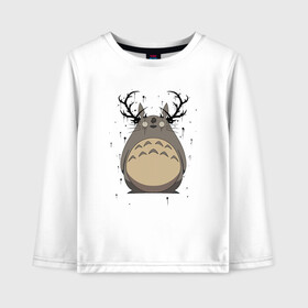 Детский лонгслив хлопок с принтом Totoro Deer в Курске, 100% хлопок | круглый вырез горловины, полуприлегающий силуэт, длина до линии бедер | deer | ghibli | japan | nature | neigbor | neighbour | totoro | анимация | аниме | гибли | друг | животные | лес | милый | мир | миядзаки | мой сосед тоторо | мульт | мультфильм | олень | природа | сосед | тоторо | хаяо | хранитель