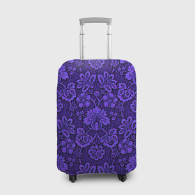 Чехол для чемодана 3D с принтом Домашние обои  в Курске, 86% полиэфир, 14% спандекс | двустороннее нанесение принта, прорези для ручек и колес | домашние обои | обои | орнамент | текстуры | узор | фиолетовое | хохлома | цветы