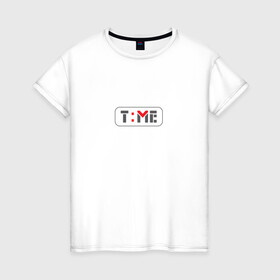 Женская футболка хлопок с принтом Часы iWatch в Курске, 100% хлопок | прямой крой, круглый вырез горловины, длина до линии бедер, слегка спущенное плечо | letter | time | watch | буквы | время | сейчас