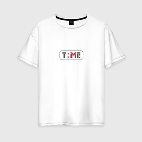 Женская футболка хлопок Oversize с принтом Часы iWatch в Курске, 100% хлопок | свободный крой, круглый ворот, спущенный рукав, длина до линии бедер
 | letter | time | watch | буквы | время | сейчас