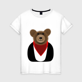 Женская футболка хлопок с принтом МИШКА С ИГОЛЬЧАТОЙ ШЕРСТЬЮ в Курске, 100% хлопок | прямой крой, круглый вырез горловины, длина до линии бедер, слегка спущенное плечо | bear | teddy | toy | медвед | мягкая | плюшевый