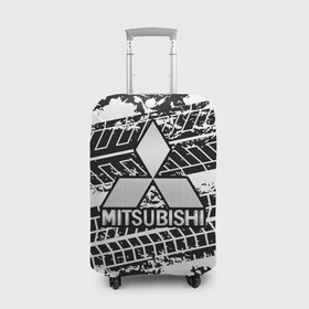 Чехол для чемодана 3D с принтом MITSUBISHI СЛЕДЫ ШИН в Курске, 86% полиэфир, 14% спандекс | двустороннее нанесение принта, прорези для ручек и колес | mitsubishi | авто | автомобиль | лого | логотип | митсубиси | митсубиши | текстура