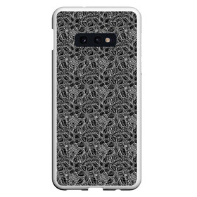 Чехол для Samsung S10E с принтом Черно-белый ажурный узор  в Курске, Силикон | Область печати: задняя сторона чехла, без боковых панелей | абстрактные цветы | абстрактный узор | ажурный | для женщин | кружевные цветы | модный | цветочный | цветы | черный и белый