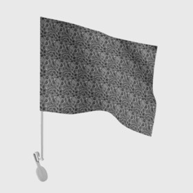 Флаг для автомобиля с принтом Черно-белый ажурный узор  в Курске, 100% полиэстер | Размер: 30*21 см | абстрактные цветы | абстрактный узор | ажурный | для женщин | кружевные цветы | модный | цветочный | цветы | черный и белый