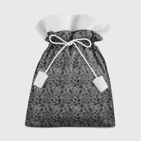 Подарочный 3D мешок с принтом Черно-белый ажурный узор  в Курске, 100% полиэстер | Размер: 29*39 см | Тематика изображения на принте: абстрактные цветы | абстрактный узор | ажурный | для женщин | кружевные цветы | модный | цветочный | цветы | черный и белый