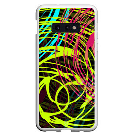 Чехол для Samsung S10E с принтом Разноцветные спирали  в Курске, Силикон | Область печати: задняя сторона чехла, без боковых панелей | абстрактный | желтый | круги | модный | молодежный | разводы | разноцветная абстракция | розовый | современный | спирали | черный