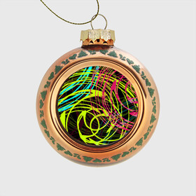 Стеклянный ёлочный шар с принтом Разноцветные спирали  в Курске, Стекло | Диаметр: 80 мм | абстрактный | желтый | круги | модный | молодежный | разводы | разноцветная абстракция | розовый | современный | спирали | черный