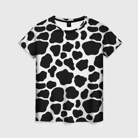 Женская футболка 3D с принтом Пятна Далматинца  в Курске, 100% полиэфир ( синтетическое хлопкоподобное полотно) | прямой крой, круглый вырез горловины, длина до линии бедер | 101 далматинец | dalmations | далматин | мраморный окрас | черно белые пятна | черное на белом